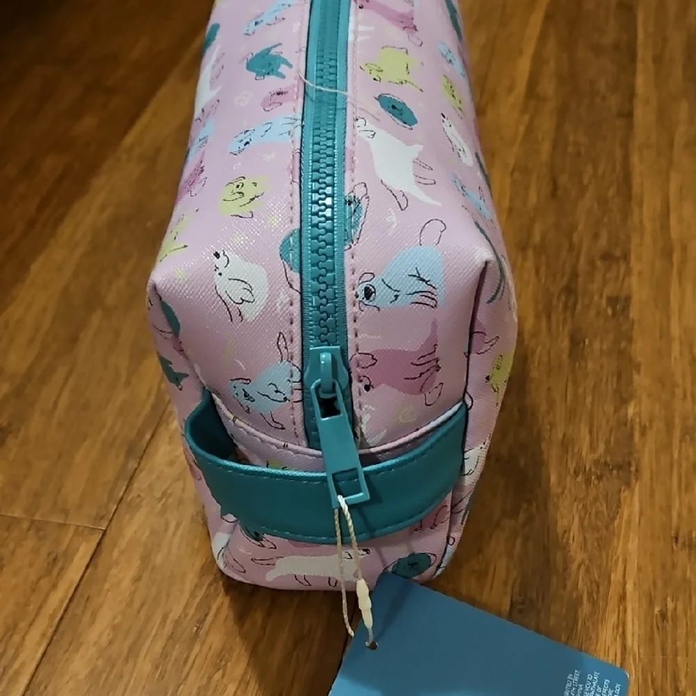 Pink Cosmetic Bag with Dog Print